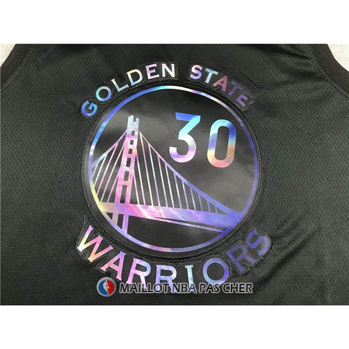 Maillot Golden State Warriors Stephen Curry Iridescent Logo Noir
